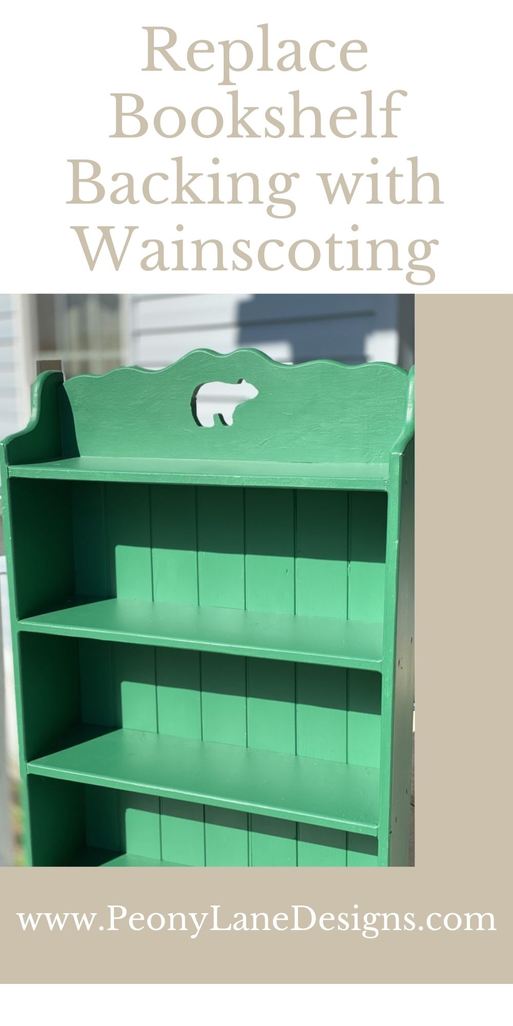 Replace Any Bookshelf Backing with Wainscoting Peony Lane Designs